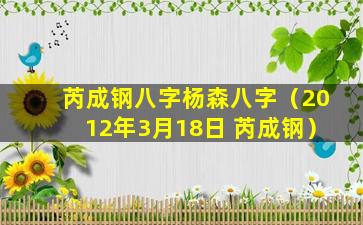 芮成钢八字杨森八字（2012年3月18日 芮成钢）